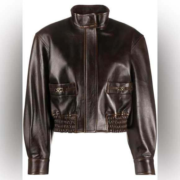 Sold - Sandro Vintage Style Leather Bomber Jacket - Picture 2 of 9